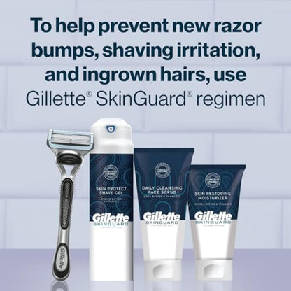 Gillette SkinGuard Razors, 1 Gillette Razor, 4 Razor Blade Refills, Designed for Men with Skin Irritation, Razor Bumps, and Sensitive Skin