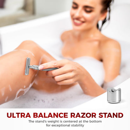 ZOMCHI Double Edge Safety Razor for Men & Women, Premium Metal Razor with 10 Double Edge Safety Razor Blades,Single Blade Razor – Noble Silver