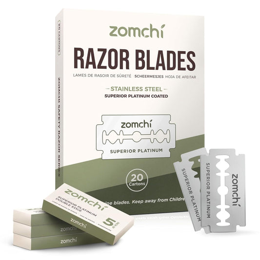 ZOMCHI Razor Blade Bank with 100 Counts Safety Razor Blades for Shaving