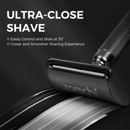 ZOMCHI Double Edge Safety Razor for Men & Women, Premium Metal Razor with 10 Double Edge Safety Razor Blades,Single Blade Razor – Noble Silver