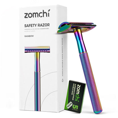 ZOMCHI Double Edge Safety Razor for Men & Women, Premium Metal Razor with 10 Double Edge Safety Razor Blades,Single Blade Razor – Noble Silver