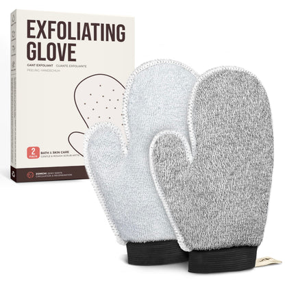 ZOMCHI 2 Pack Deep Exfoliating Glove with Dual Texture, Massage Body Scrub Gloves for Home Spa, Exfoliating Mitt for Dead Skin Removal (Deep + Gentle)