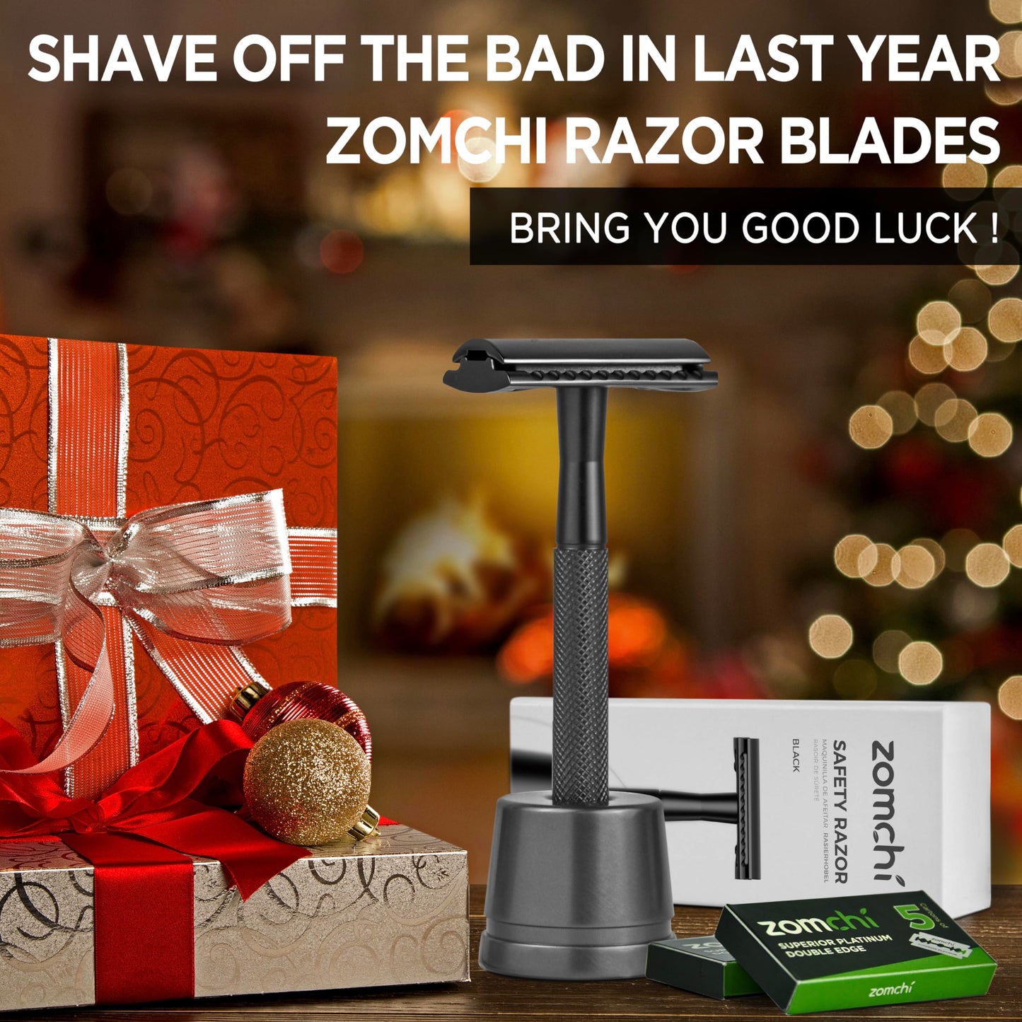 ZOMCHI Double Edge Safety Razor for Men & Women, Premium Metal Razor with 10 Double Edge Safety Razor Blades,Single Blade Razor – Noble Silver