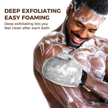 ZOMCHI 2 Pack Deep Exfoliating Glove with Dual Texture, Massage Body Scrub Gloves for Home Spa, Exfoliating Mitt for Dead Skin Removal (Deep + Gentle)