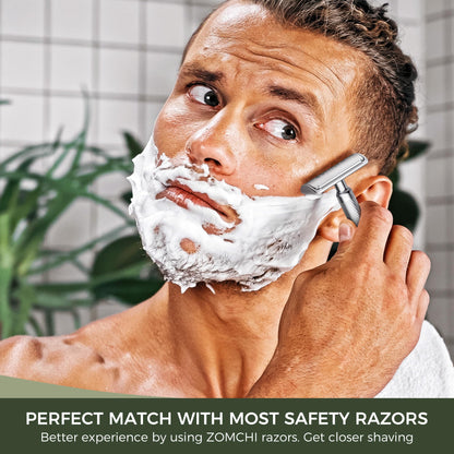 Zomchi Double Edge Razor Blades 2.0, 100 Counts Safety Razor Blades for Shaving, Platinum Stainless Steel Shaving Blades for Men and Women, Fits All Standard Double Edge Razors